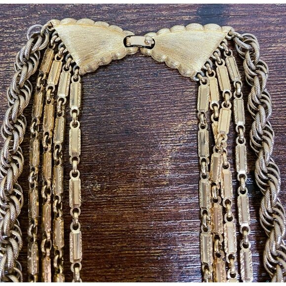 VTG Estate Monet Gold Tone 5 Strand Waterfall 25 ½' Chain Necklace! 88 - Picture 4 of 5